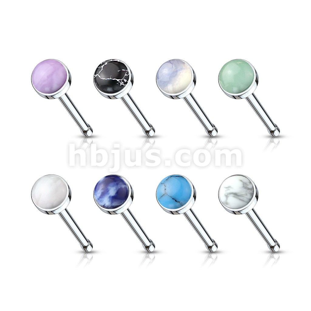 8 pcs Value Pack Semi Precious Stone Set 316L Surgical Steel Nose Bone Stud Rings - Image 2