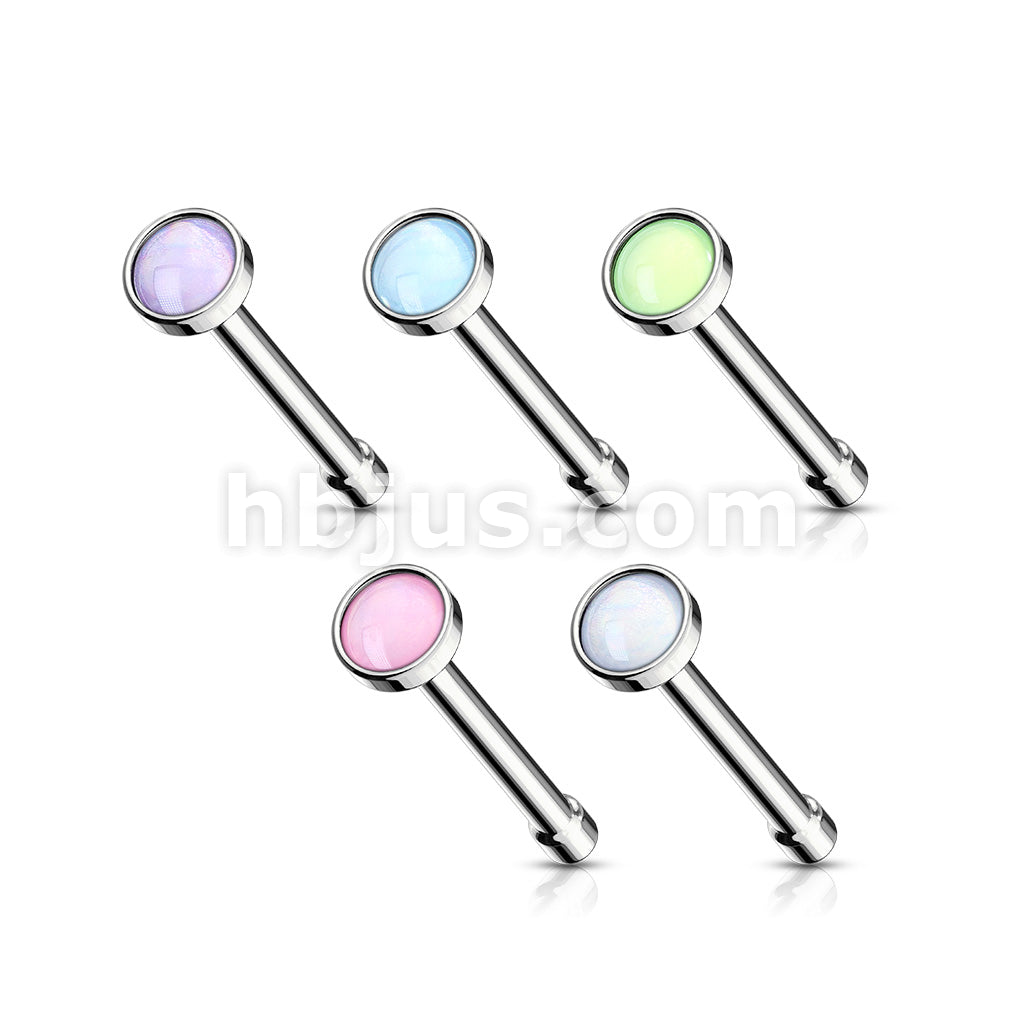 5 pcs Value Pack Illuminating Stone Set 316L Surgical Steel Nose Bone Stud Rings - Image 2