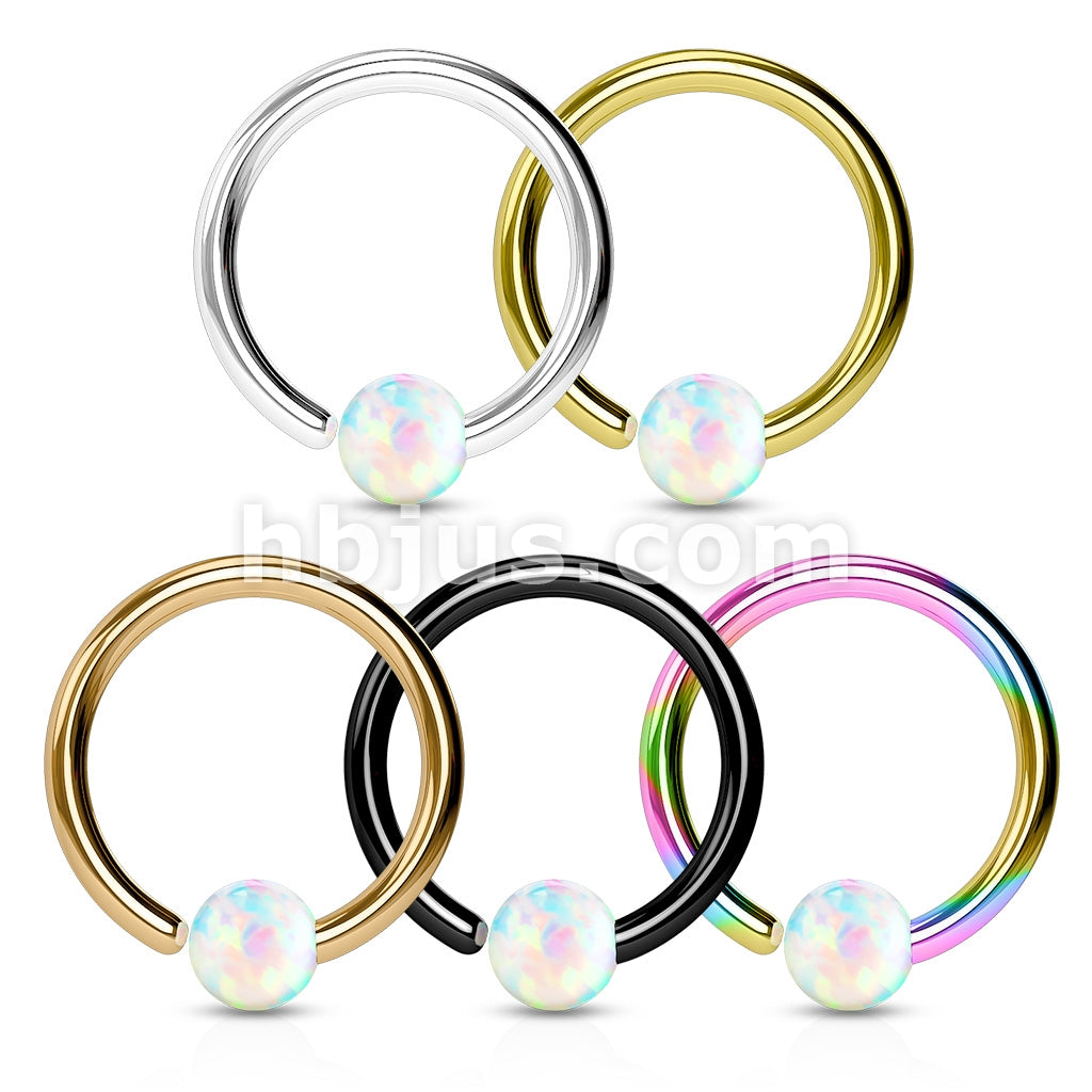 5 Pcs Value Pack Opal Ball Fixed Hoop Ring for Nose - Image 2
