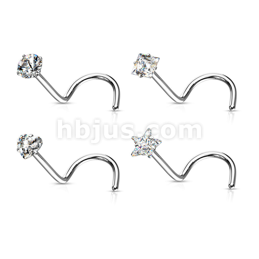 4 Pcs Value Pack of 316L Surgical Steel Nose Screw Rings with Prong Set CZ Mix - Image 2