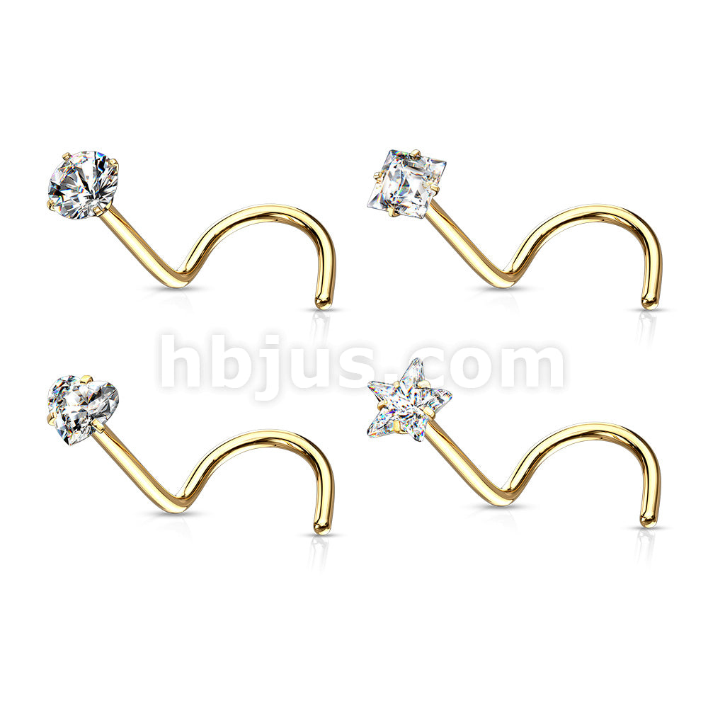 4 Pcs Value Pack of 316L Surgical Steel Nose Screw Rings with Prong Set CZ Mix - Image 3
