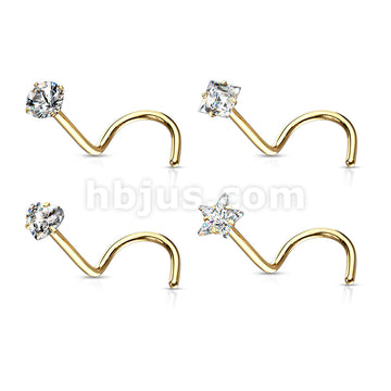 4 Pcs Value Pack of 316L Surgical Steel Nose Screw Rings with Prong Set CZ Mix - Image 3