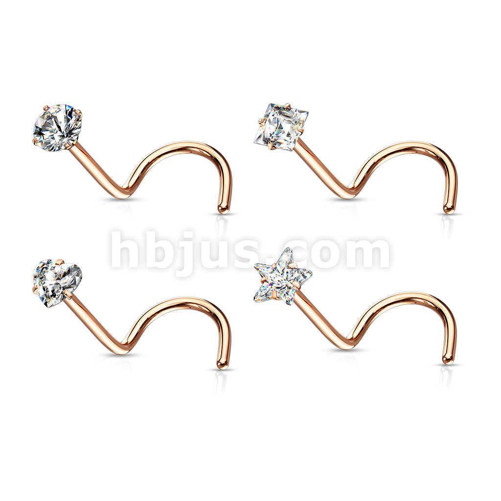 4 Pcs Value Pack of 316L Surgical Steel Nose Screw Rings with Prong Set CZ Mix - Image 4