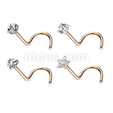 4 Pcs Value Pack of 316L Surgical Steel Nose Screw Rings with Prong Set CZ Mix - Image 4