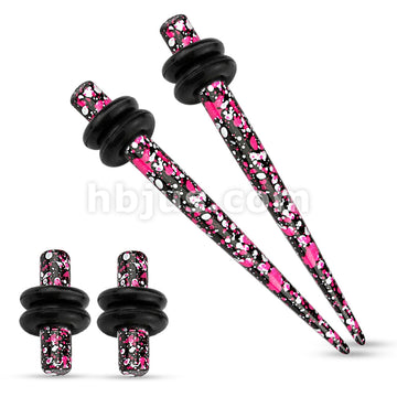 Pink & Purple Printed Paint Splatter Plug & Taper with O-Ring Set  - Image 2