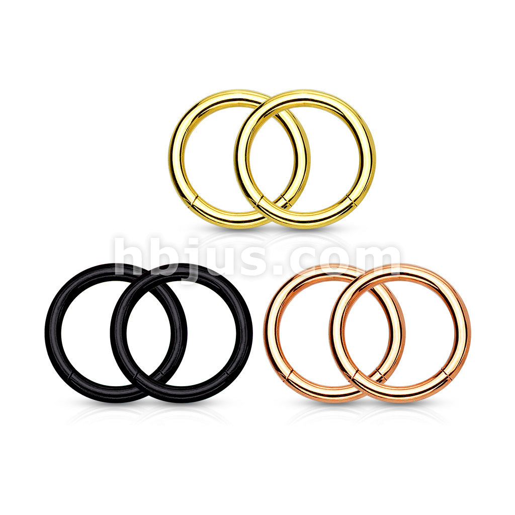 3 Pairs Value Pack PVD Over 316L Surgical Steel High Quality Precision Hinge Action Segment Rings  - Image 2