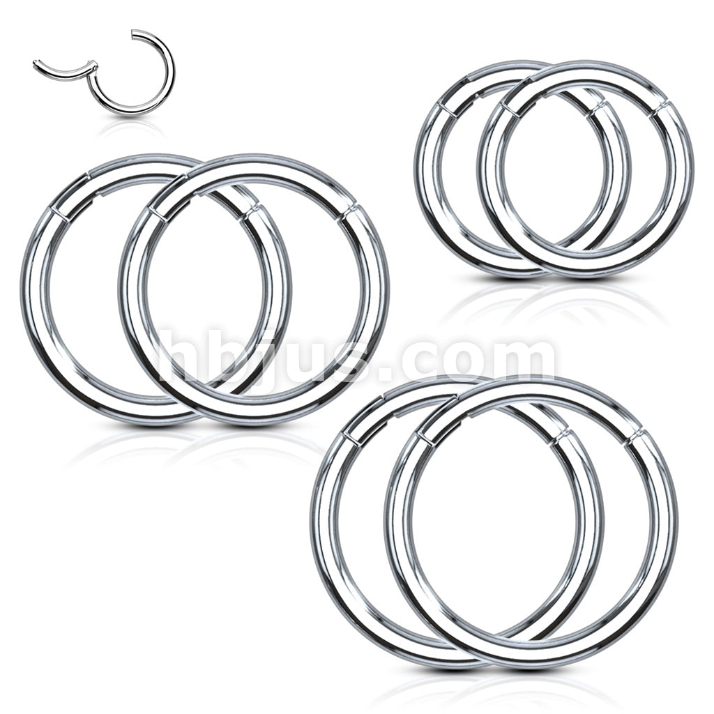 Value Packs 3 Pairs High Quality Precision 316L Surgical Steel Hinged Segment Rings - Image 2