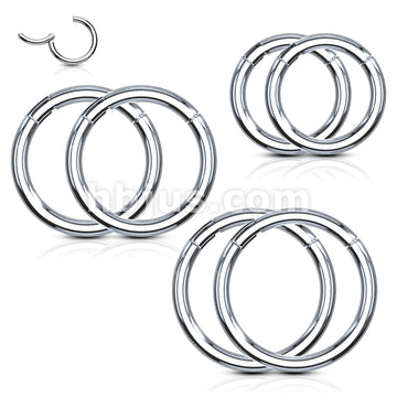 Value Packs 3 Pairs High Quality Precision 316L Surgical Steel Hinged Segment Rings - Image 2