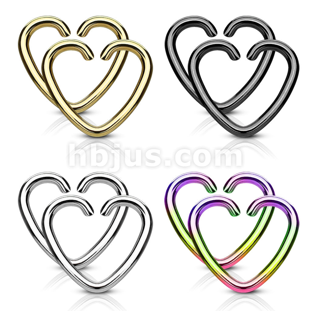 Value Packs 4 Pairs Plated Heart Cut Rings 316L Surgical Steel for Cartilage/Tragus/Daith and More - Image 2