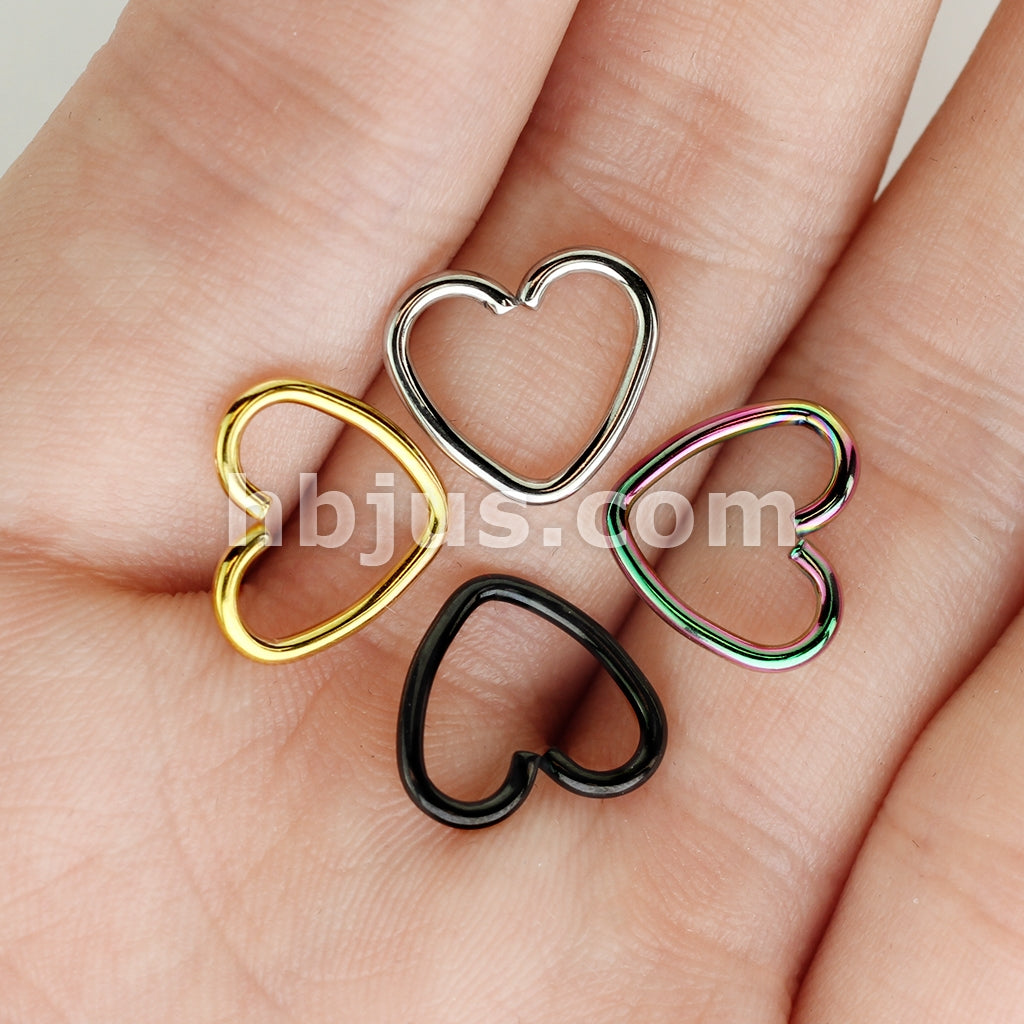 Value Packs 4 Pairs Plated Heart Cut Rings 316L Surgical Steel for Cartilage/Tragus/Daith and More - Image 3