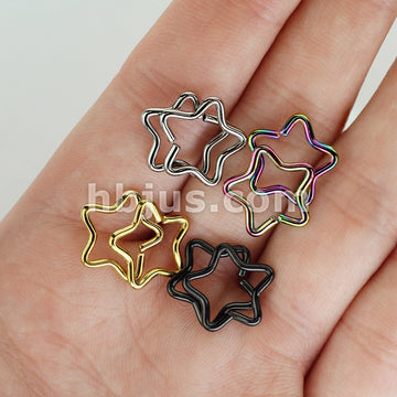 Value Packs 4 Pairs Plated Star Cut Rings 316L Surgical Steel for Cartilage/Tragus/Daith and More - Image 3