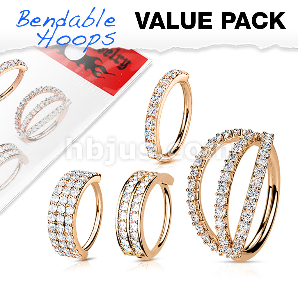 4 Pcs Value Pack, CZ Paved Facing Out Bendable Hoops for Ear Cartilage, Nose and More - Image 5