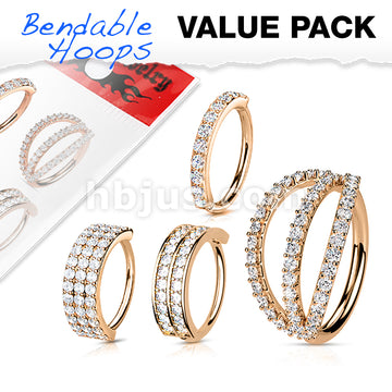4 Pcs Value Pack, CZ Paved Facing Out Bendable Hoops for Ear Cartilage, Nose and More - Image 5