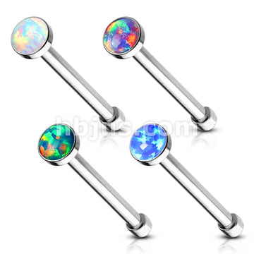 4 Pc Pre Packaged Opal Set 316L Surgical Steel Nose BoneStud Rings Bonus Pack - Image 2