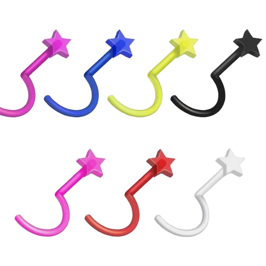 Flexible Acrylic Screw Nose Ring with Star Top
