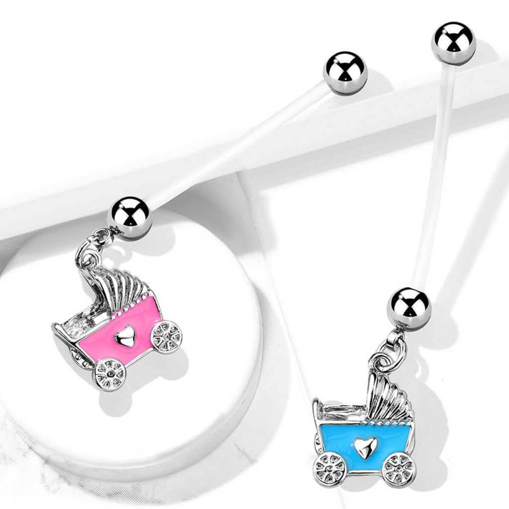 316L Surgical Steel Baby Stroller Pregnancy Belly Ring Bioflex with...