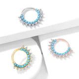 Brass Turquoise and CZ Double Lined Bendable Hoops for Ear Cartilage,...
