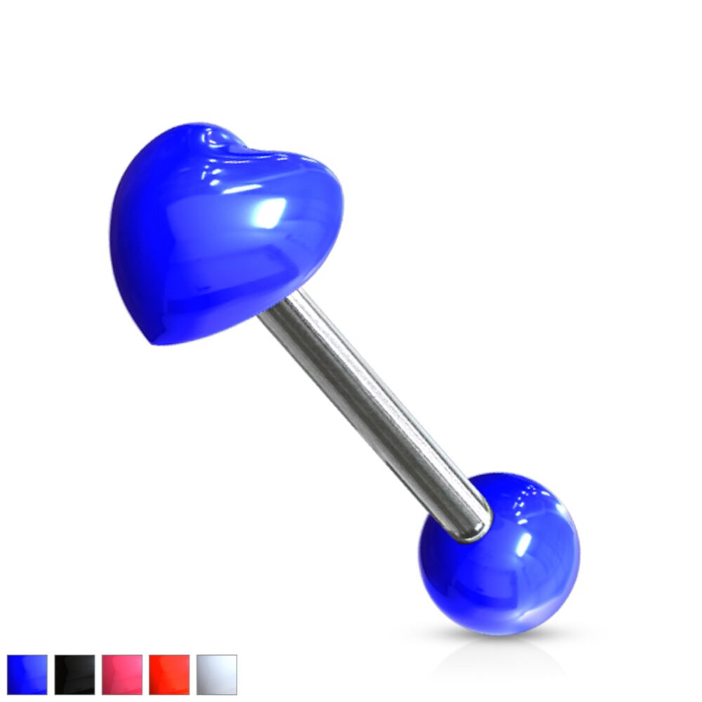 Heart Acrylic Top 316L Surgical Steel 14g Barbell