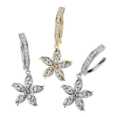 316L Surgical Steel 316L Surgical Steel Hinged Pave CZ Belly Button...