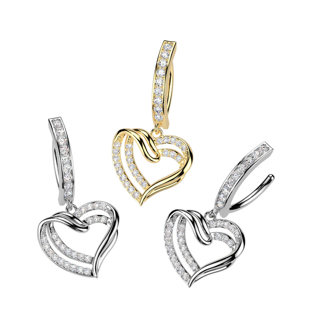 316L Surgical Steel 316L Surgical Steel Hinged CZ Pave Belly Button...
