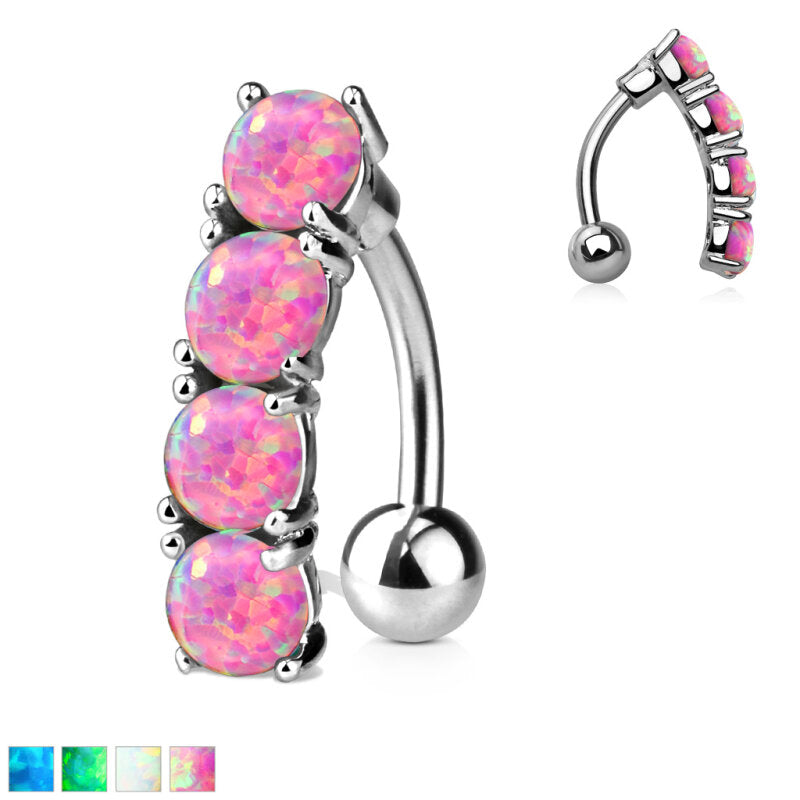 316L Surgical Steel 316L Surgical Steel Vertical Drop Top Down Opal Set...