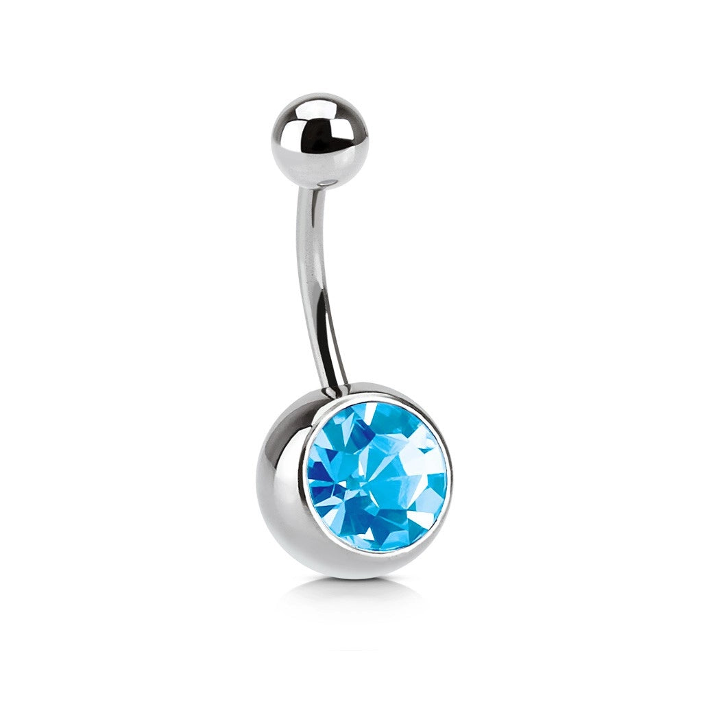 Crystal Opal Stone Bezel SetNavel Ring 316L Surgical Steel