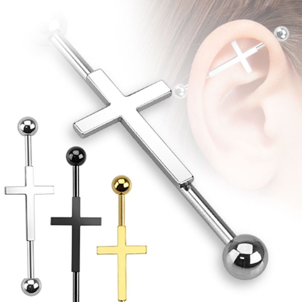 Cross IP Over 316L Surgical Steel Nose Ring