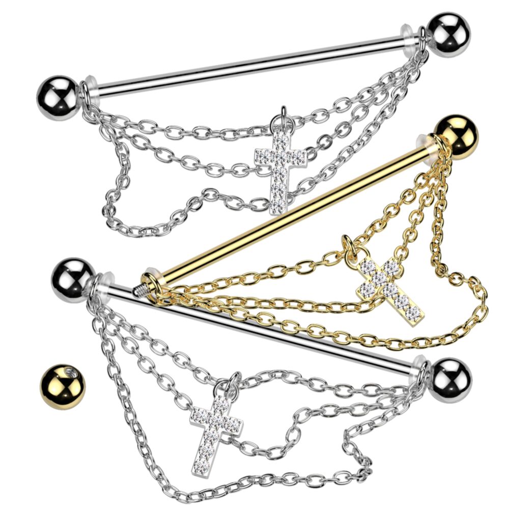 316L Surgical Steel 316L Surgical Steel Industrial Barbell With Triple...