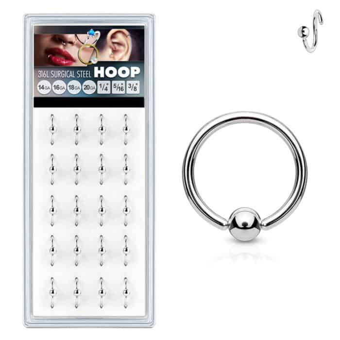 Fixed Facing Out Clear Gem Ball Hoop Rings for Nose, Ear Cartilage, Lip and More