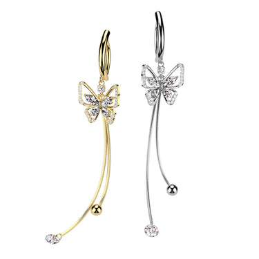 316L Surgical Steel 316L Surgical Steel Hinged CZ Butterfly Belly...