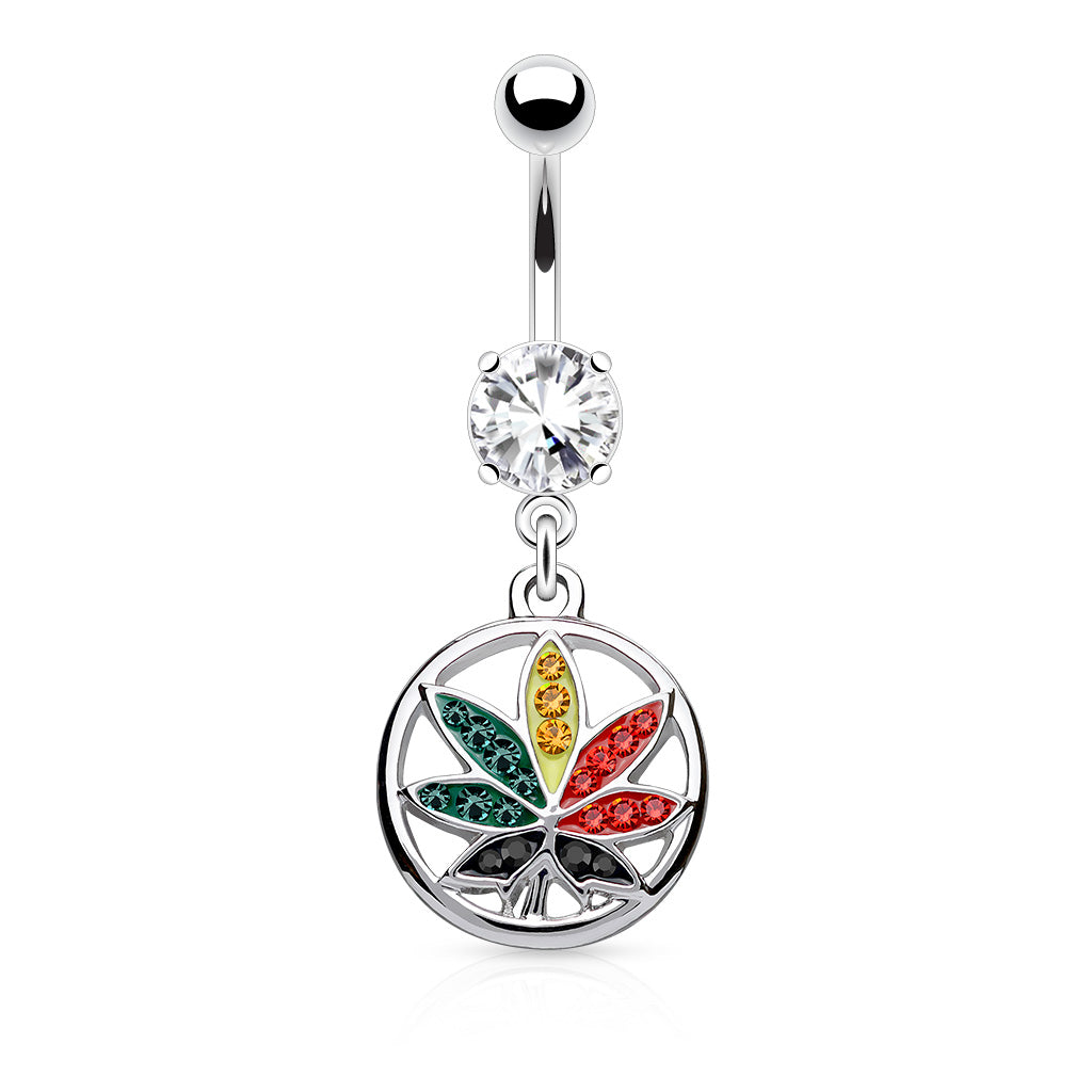 316L Surgical Steel 316L Surgical Steel Multi Color Crystals Paved Pot...
