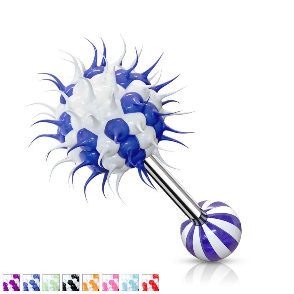 Candy Stripe Silicone Spikey Koosh Balls Barbell