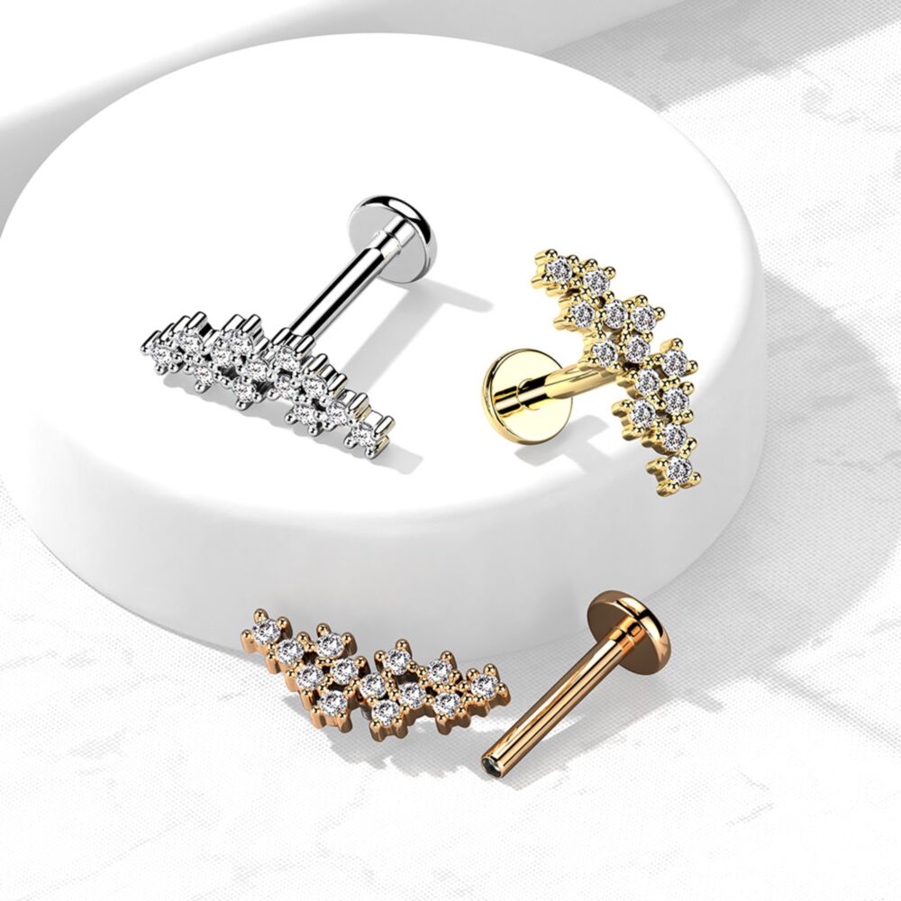 Cluster of Prong Set CZ Top on Internally Threaded 316L Surgical Steel...