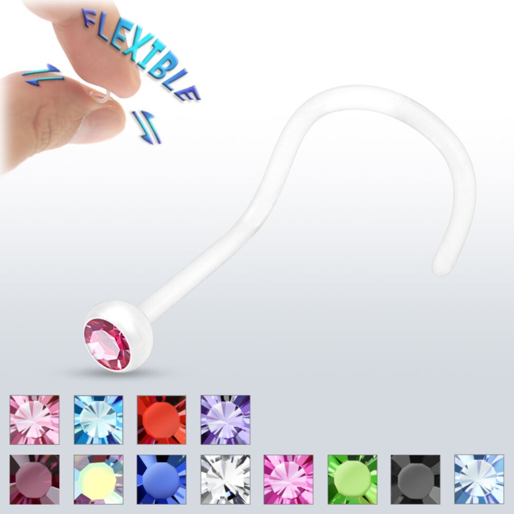 Clear Nose Screws with Bezel Set Gem