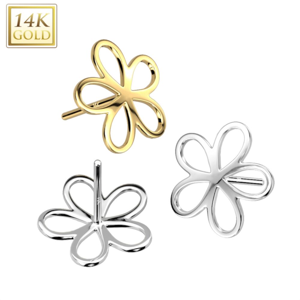 14KT Gold 14K Gold Threadless Push In Hollow Flower Top