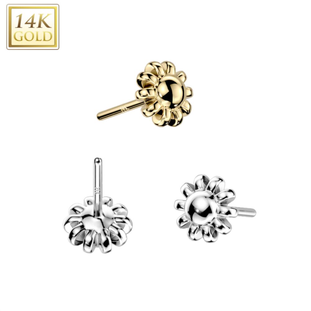 14KT Gold 14K Gold Threadless Push In Flower Top