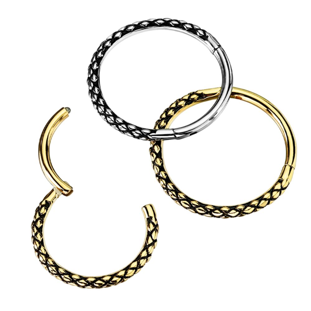 High Quality Precision 316L Surgical Steel Oxidized Lizard Skin Hinged...