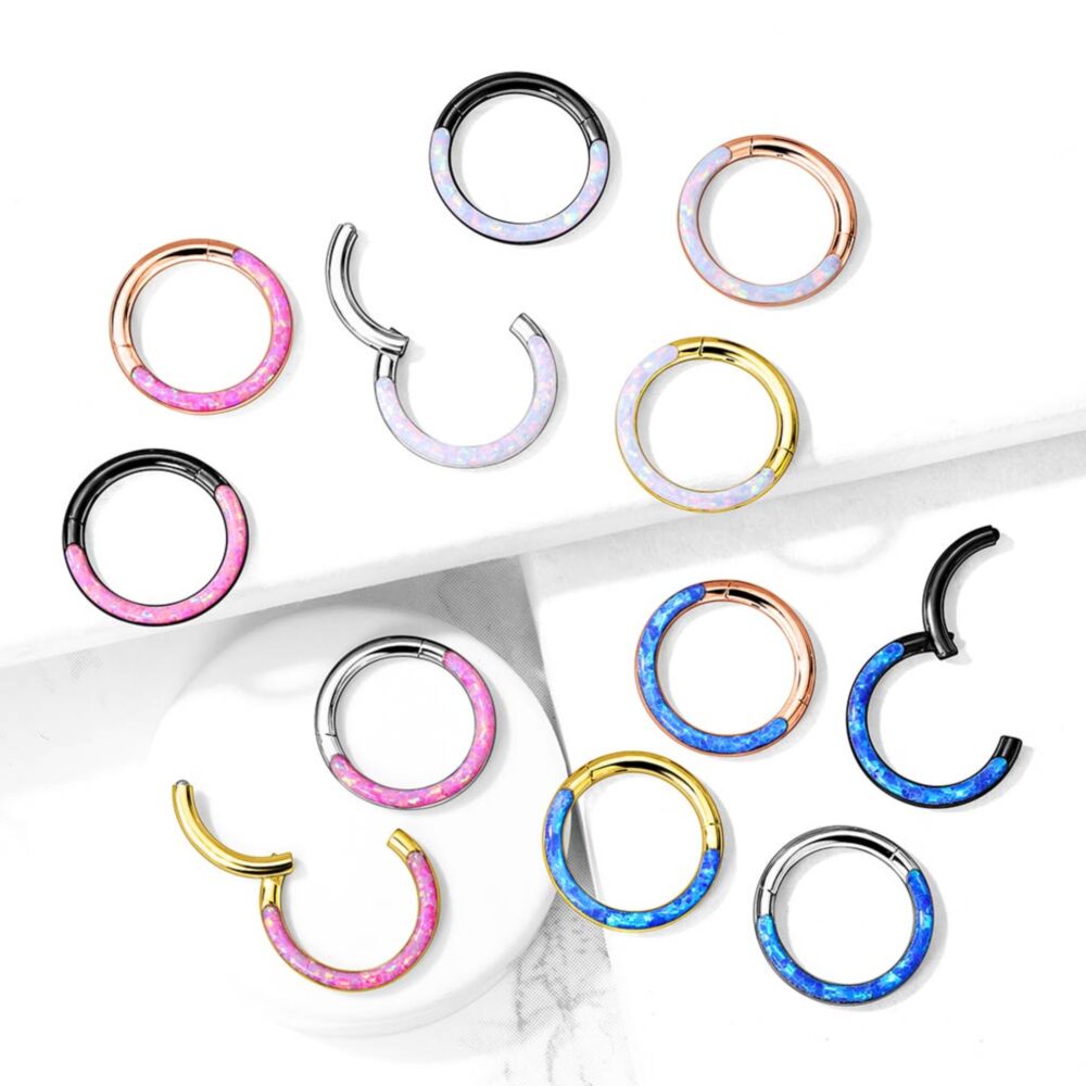 High Quality Precision Opal Set Front Side All 316L Surgical Steel...