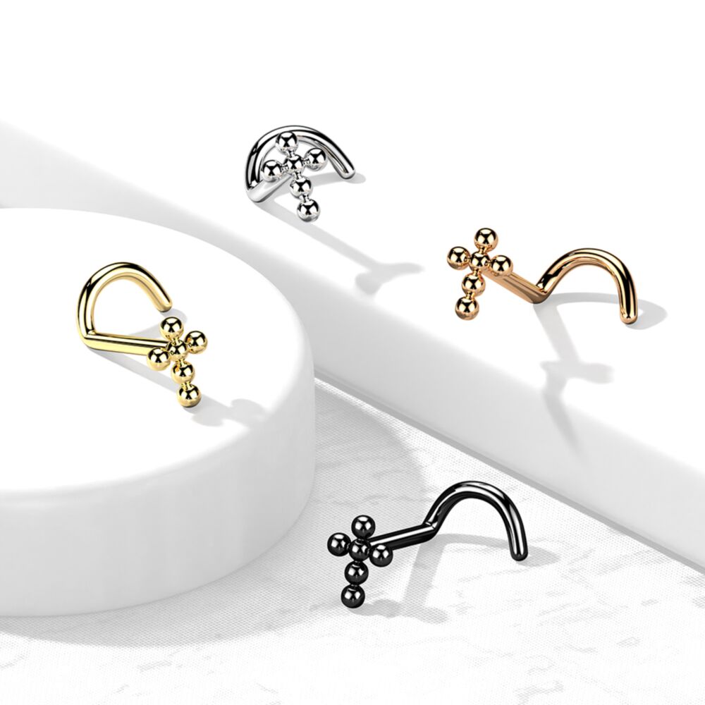 Implant Grade Titanium Beaded Ball Cross Nose Screw Stud