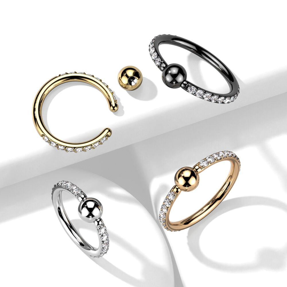 Implant Grade Titanium Captive Bead Ring With Outward Facing Pave CZ Sides