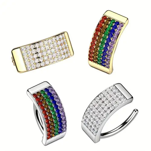 316L Surgical Steel 316L Surgical Steel Hinged Belly Button Ring With 5...