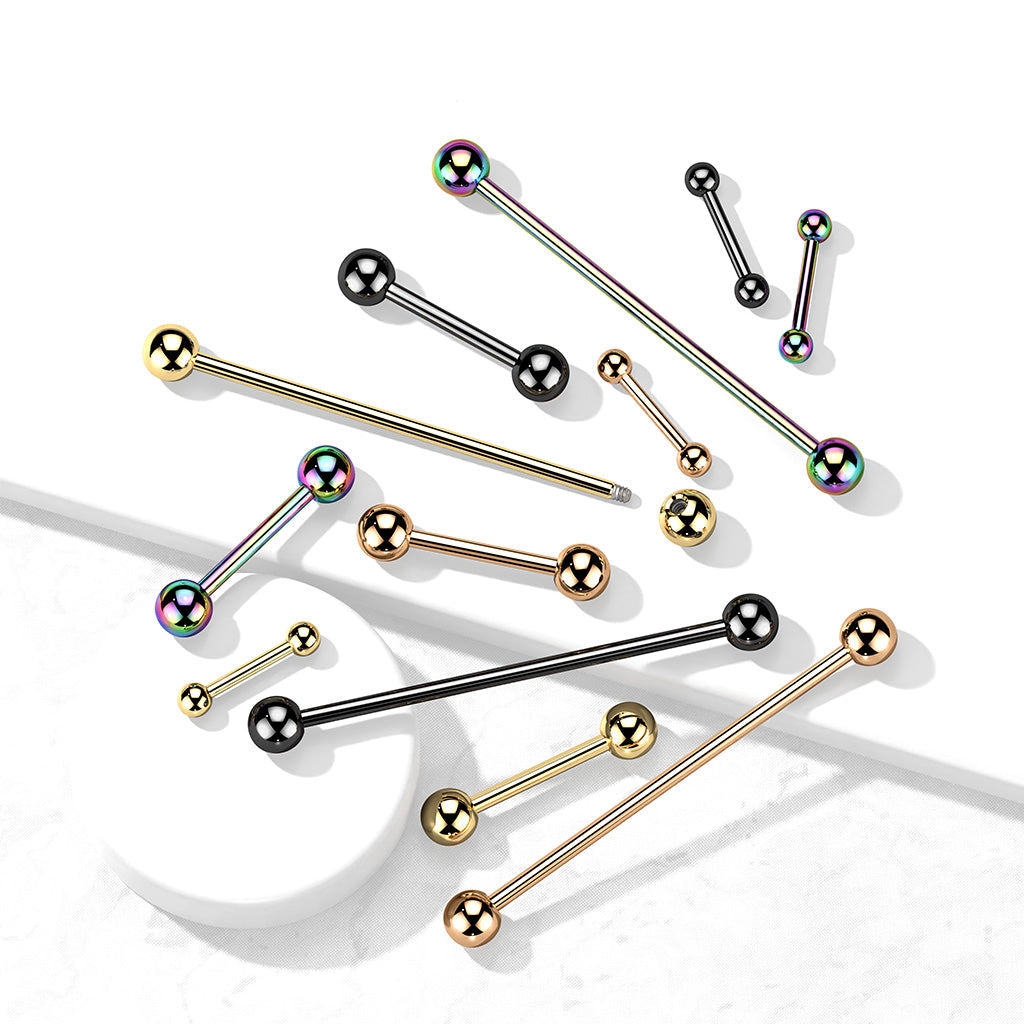 Implant Grade Titanium Externally Threaded PVD Plated Titanium Barbells