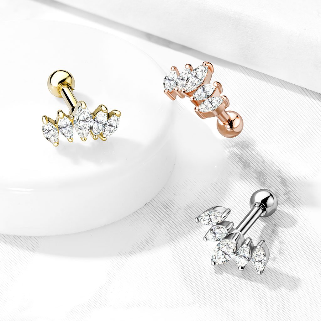316L Surgical Steel Graduated Prong Set Marquise CZ 316L Surgical Steel...