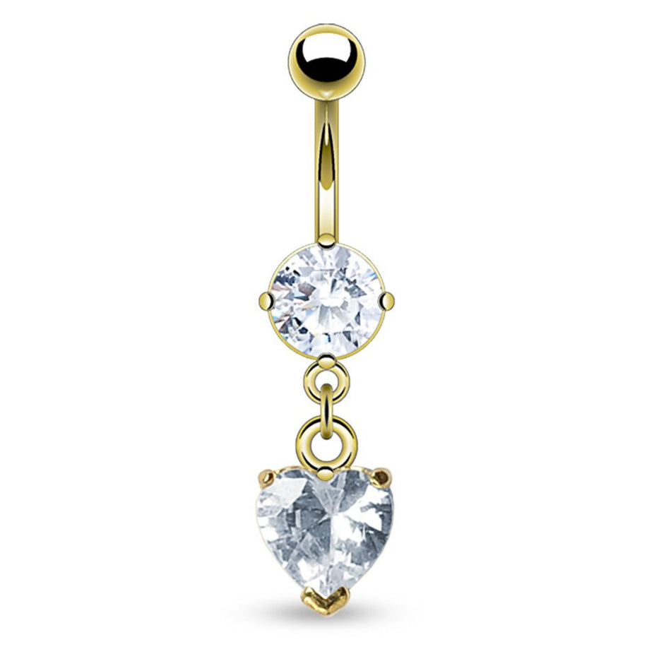 316L Surgical Steel 316L Surgical Steel Heart Shaped CZ Belly Button Ring