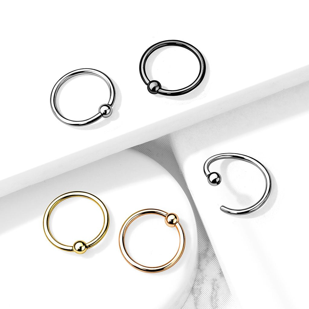 Implant Grade Titanium Fixed Captive Bead Ring for Cartilage and Nose