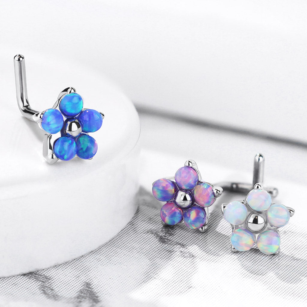 316L Surgical Steel Flower with 5 Opal Petals 316L Surgical Steel L...