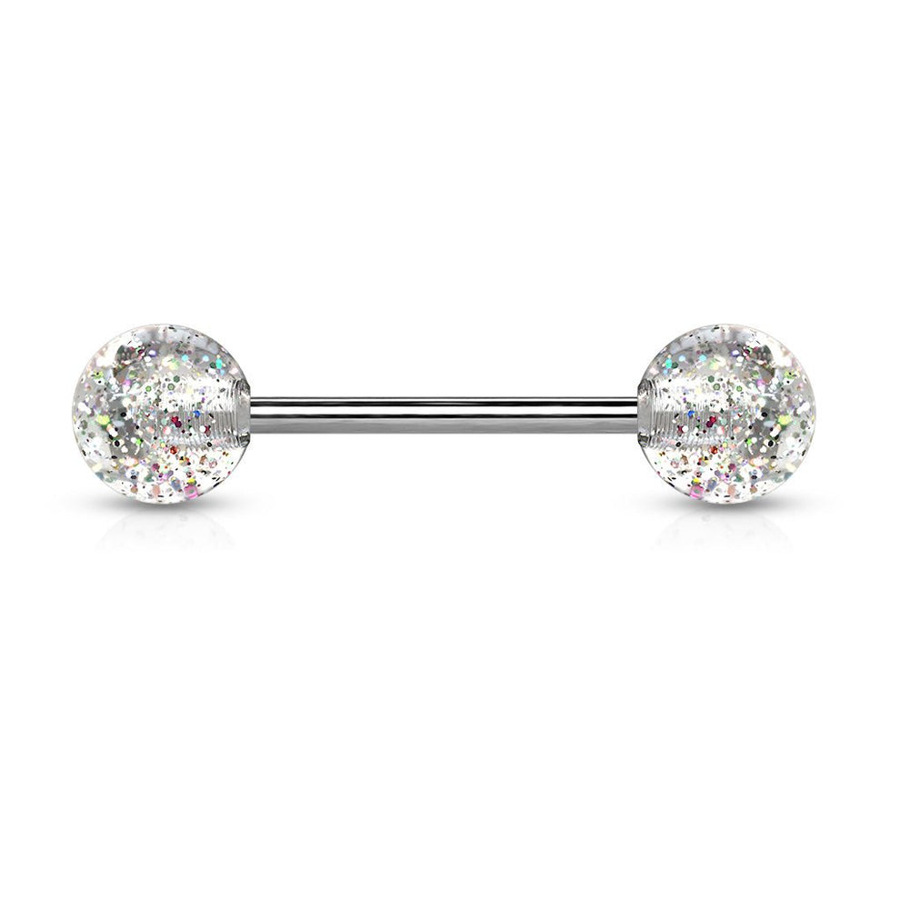 Implant Grade Titanium Externally Threaded Barbell With Ultra Glitter Acrylic Balls