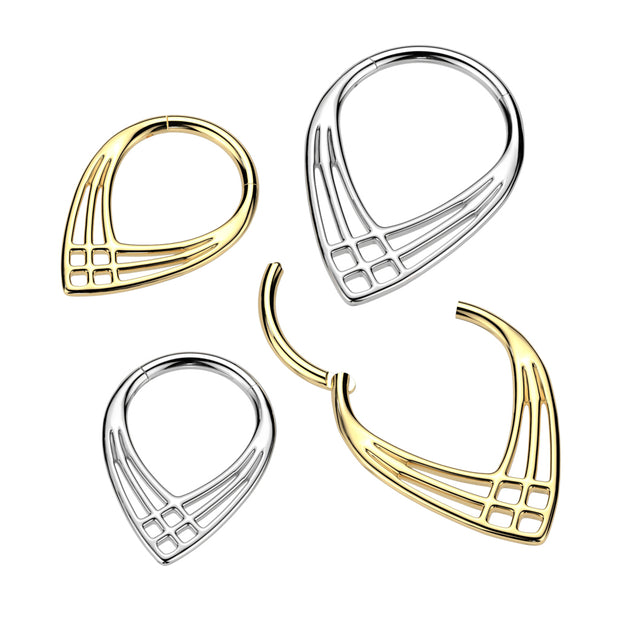 Implant Grade Titanium Criss Cross Chevron Hinged Segment Hoop Ring