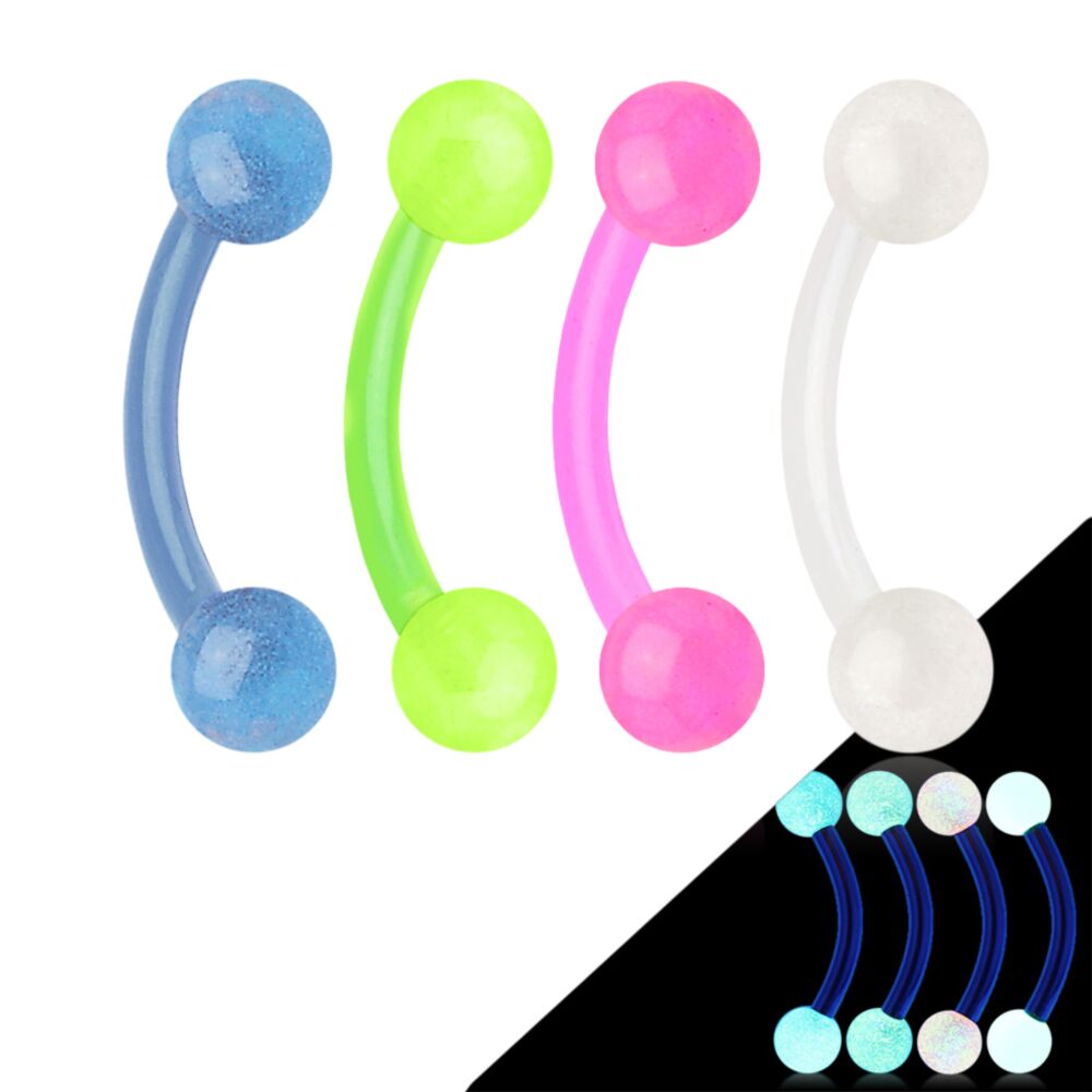 Bioflex Acrylic Flexible Eyebrow Curve With Glow In The Dark Ball