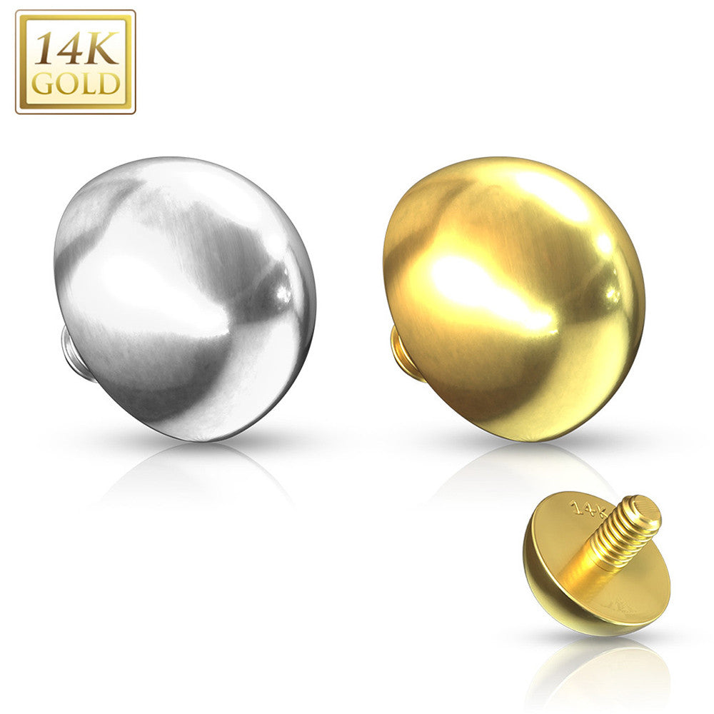 14KT Gold 14K Gold Dome Internally Threaded Dermal Anchor Top